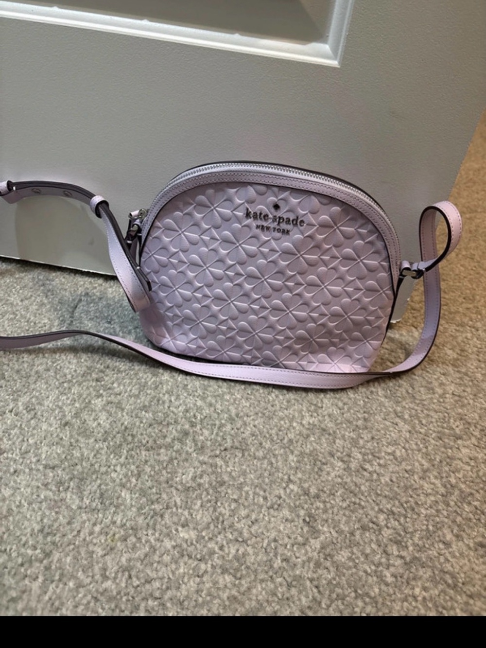 kate spade pastel lavender floral-embossed crossbody bag